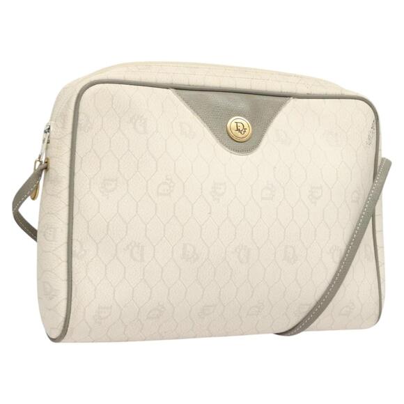 DIOR Honeycomb Canvas Shoulder Bag Pvc White Gold - Picture 1 of 12